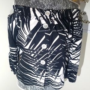 Marc Jacob's Off the Shoulder Black and White Top